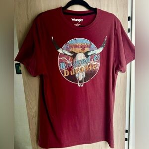 Wrangler | Burgundy Men’s Crew Neck Tee | Size Large